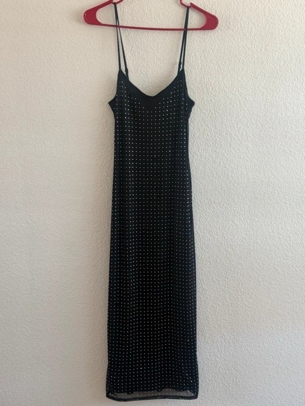 Black Maxi Slip Dress with Silver Stud Detailing